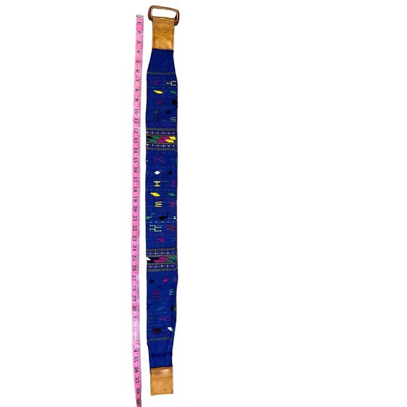 Vintage Cotton & Leather Woven Embroidered Guatemalan Belt Size S? See Descripti - Picture 3 of 3